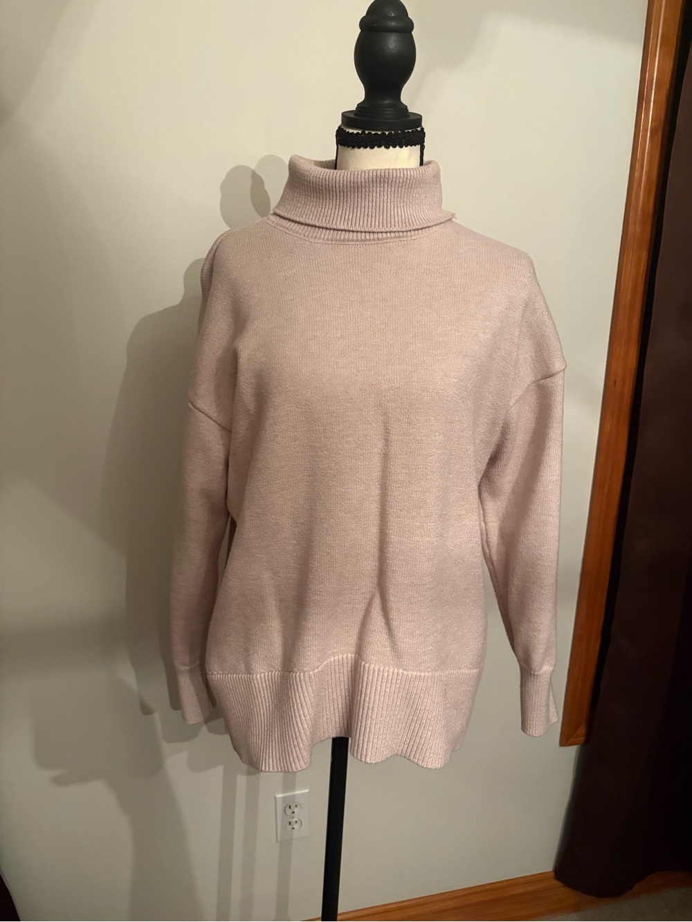 Beige Turtleneck Sweater - Women's Cozy Knit